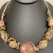 Load image into Gallery viewer, Jasper &amp; Crystal Bead Knotted Leather Cord Necklace (21&quot;)
