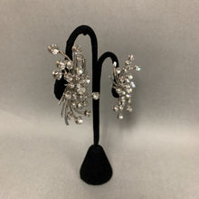 Load image into Gallery viewer, Vintage EMJ Clear Rhinestone Spray Statement Clip Earrings (2.5&quot;)
