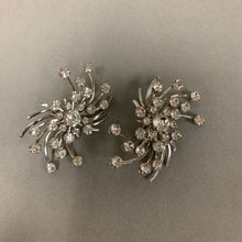 Load image into Gallery viewer, Vintage EMJ Clear Rhinestone Spray Statement Clip Earrings (2.5&quot;)
