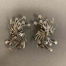 Load image into Gallery viewer, Vintage EMJ Clear Rhinestone Spray Statement Clip Earrings (2.5&quot;)
