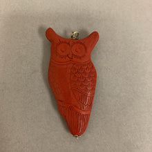 Load image into Gallery viewer, Carved Cinnabar Owl Pendant (2.5&quot;)
