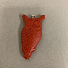 Load image into Gallery viewer, Carved Cinnabar Owl Pendant (2.5&quot;)
