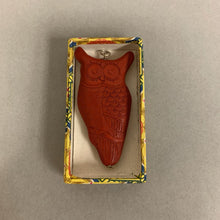 Load image into Gallery viewer, Carved Cinnabar Owl Pendant (2.5&quot;)
