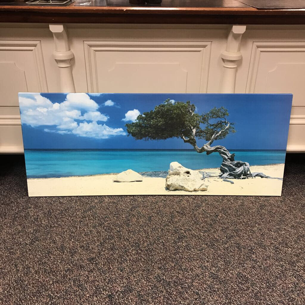 Framed Canvas Print of Island Scene (23x55)