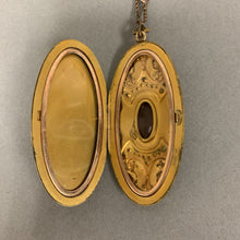 Load image into Gallery viewer, Antique Gold Filled WH &amp; Co Art Nouveau Paste Stone Crystal 2.5&quot; Locket on 17&quot; Crystal Satellite Chain (As-Is)
