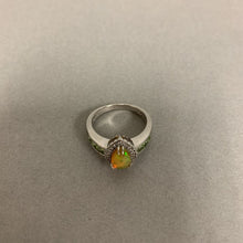 Load image into Gallery viewer, Sterling Ethiopian Welo Opal White Topaz Peridot Ring sz 8
