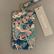 Load image into Gallery viewer, Chico&#39;s Teal Floral Print Faux Leather Lanyard
