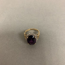 Load image into Gallery viewer, 10K Gold Amethyst Diamond Ring sz 6.5 (4.9g)
