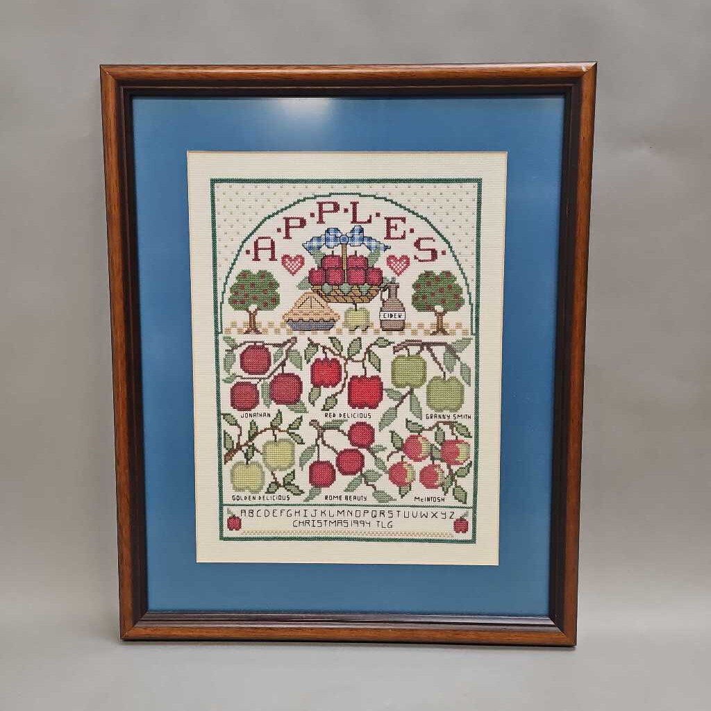 Framed Apples Cross-Stitch Sampler (19x15.5)