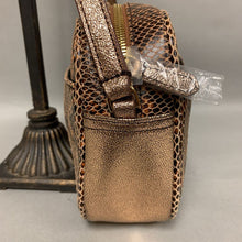 Load image into Gallery viewer, Gili Brown Snake Embossed Gold Trim Leather Crossbody Purse (6x9x3&quot;)
