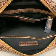 Load image into Gallery viewer, Gili Brown Snake Embossed Gold Trim Leather Crossbody Purse (6x9x3&quot;)
