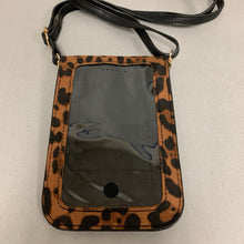 Load image into Gallery viewer, Save the Girls Black Faux Leather Leopard Trim Phone Crossbody Purse (7x5&quot;)
