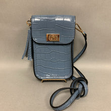 Load image into Gallery viewer, Mellow World Blue Faux Leather Croc Phone Crossbody Purse (7x5&quot;)
