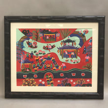 Load image into Gallery viewer, Framed Chinese Children Playing Folk Art Print (17x20)
