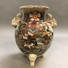 Load image into Gallery viewer, Japanese/Asian Satsuma Pottery Vase/Urn Hand Painted Raised Texture (9&quot;)(As Is)
