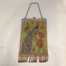 Load image into Gallery viewer, Art Deco Beaded Purse Peacock w Fringe (10&quot; x 6&quot;)
