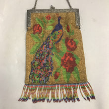 Load image into Gallery viewer, Art Deco Beaded Purse Peacock w Fringe (10&quot; x 6&quot;)
