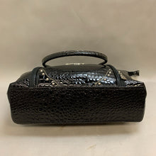 Load image into Gallery viewer, Kathy Van Zeeland Black Patent Croc Weekender Tote Purse (13x19x5&quot;)
