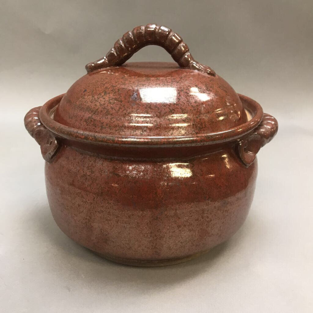 Vintage Stoneware Red Pottery Casserole Dish Lid (4x6)