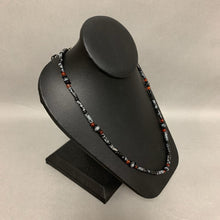 Load image into Gallery viewer, Snowflake Obsidian Carnelian Bead Sterling Clasp Necklace (20&quot;)
