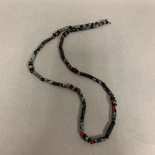 Load image into Gallery viewer, Snowflake Obsidian Carnelian Bead Sterling Clasp Necklace (20&quot;)
