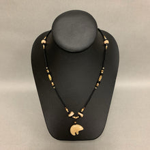 Load image into Gallery viewer, Carved Bone Bear Pendant Beaded Necklace (22&quot;)
