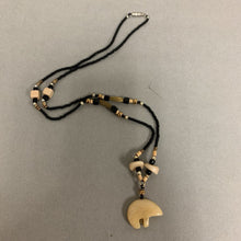 Load image into Gallery viewer, Carved Bone Bear Pendant Beaded Necklace (22&quot;)
