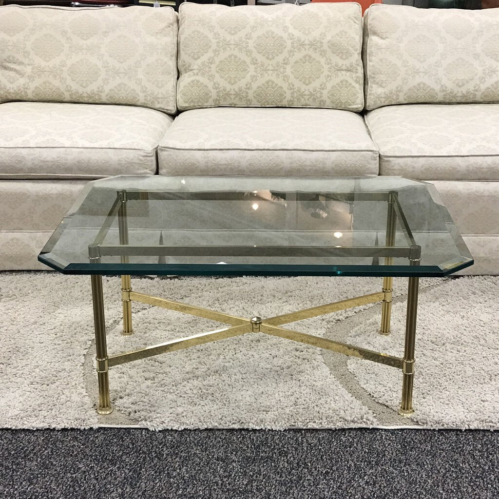 Gold / Glass Coffee Table (17x26x36)