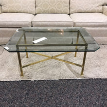 Load image into Gallery viewer, Gold / Glass Coffee Table (17x26x36)
