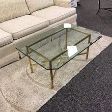 Load image into Gallery viewer, Gold / Glass Coffee Table (17x26x36)
