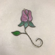 Load image into Gallery viewer, Stained Glass Suncatcher Pink Rose (6&quot; x 3&quot;)
