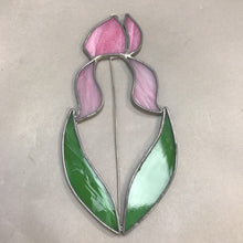 Load image into Gallery viewer, Stained Glass Suncatcher Pink Iris (9&quot; x 4&quot;)
