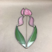 Load image into Gallery viewer, Stained Glass Suncatcher Pink Iris (9&quot; x 4&quot;)
