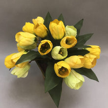 Load image into Gallery viewer, Golden Yellow Potted Silk Tulip Flowers 3 Avail. (11&quot;)
