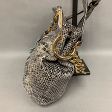 Load image into Gallery viewer, Michael Kors Grey/Black Python Embossed Leather Shoulder/Crossbody Purse (8x14x5&quot;)
