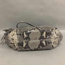 Load image into Gallery viewer, Michael Kors Grey/Black Python Embossed Leather Shoulder/Crossbody Purse (8x14x5&quot;)
