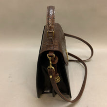 Load image into Gallery viewer, Vintage Brahmin Black/Brown Croc Embossed Leather Crossbody Purse NWT (9x9.5x5&quot;)
