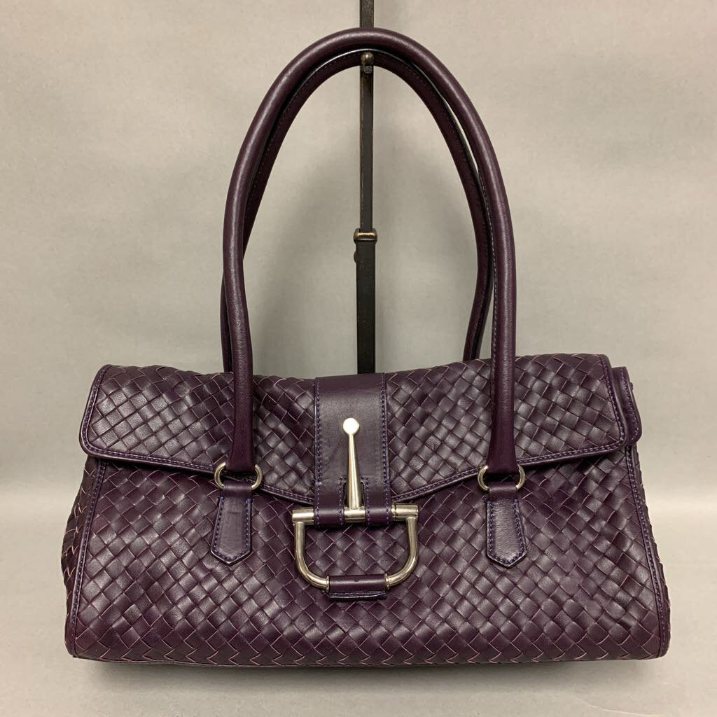 Scuola Del Cuoio Purple Woven Leather Buckle Shoulder Bag Purse (8x13x5