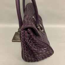 Load image into Gallery viewer, Scuola Del Cuoio Purple Woven Leather Buckle Shoulder Bag Purse (8x13x5&quot;)
