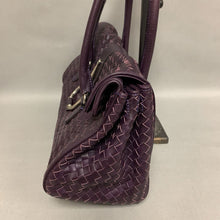 Load image into Gallery viewer, Scuola Del Cuoio Purple Woven Leather Buckle Shoulder Bag Purse (8x13x5&quot;)
