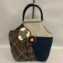 Load image into Gallery viewer, Baabaazuzu Upcycled Wool Acrylic Handle Handbag Purse (12x13&quot;)
