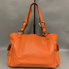 Load image into Gallery viewer, Talbots Orange Pebbled Leather Satchel Handbag (9x14x7&quot;)
