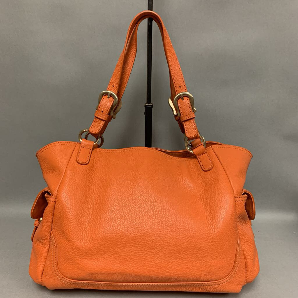 Talbots Orange Pebbled Leather Satchel Handbag (9x14x7