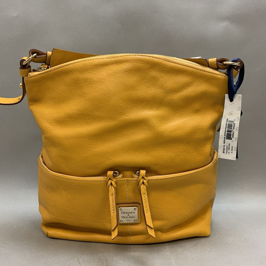 Dooney & Bourke Yellow Palomino Zipper Pocket Hobo Purse NWT (11x16x4