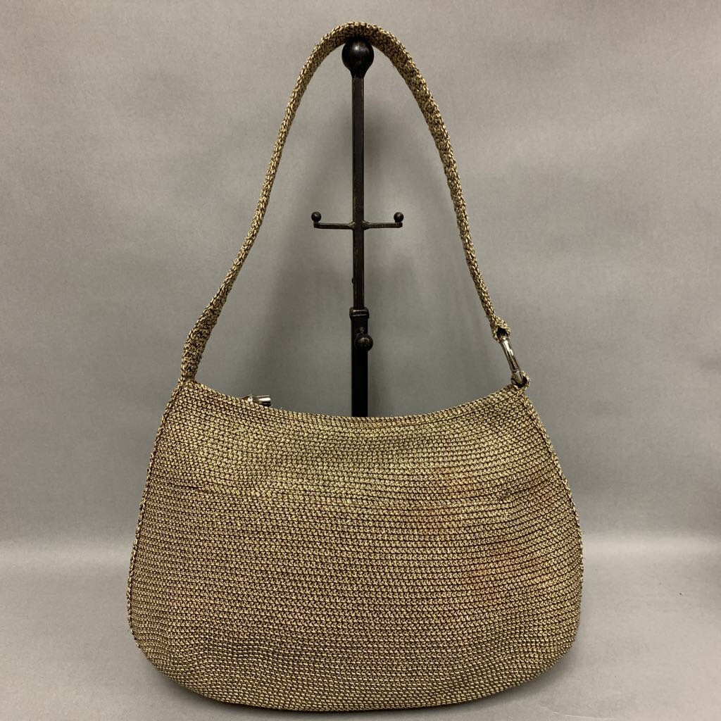 Talbots Gold Metallic Woven Shoulder Bag Purse (8x14x3