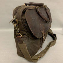 Load image into Gallery viewer, Barbour Olive Oiled Canvas Brown Leather Trim Messenger Bag (12x17x4&quot;)
