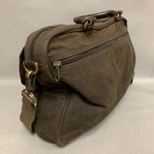 Load image into Gallery viewer, Barbour Olive Oiled Canvas Brown Leather Trim Messenger Bag (12x17x4&quot;)
