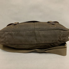 Load image into Gallery viewer, Barbour Olive Oiled Canvas Brown Leather Trim Messenger Bag (12x17x4&quot;)
