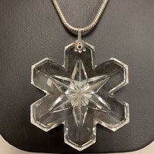 Load image into Gallery viewer, Gorham Lead Crystal Snowflake Pendant on 24&quot; Silvertone Chain
