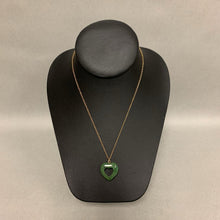 Load image into Gallery viewer, Jade Open Heart Pendant on 16&quot; Gold Filled Chain
